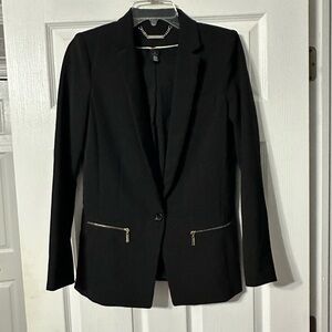 White House Black Market Relaxed Blazer with Zipper Details and Tailored Cut